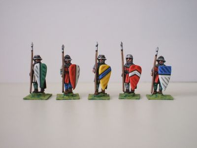 Feudal Infantry Spearmen
1195 to 1250 Feudal range from [url=http://www.legio-heroica.com/]Legio Heroica[/url]. Pictures provided by the manufacturer Heavy infantry 1195-1250 (cervelliere- chapel de fr) - long shield - 9 variants (just some of them showed)
Keywords: effoot crusader latins emgerman scotsisles