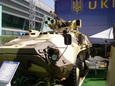 Ukrianian BTR-3U
Photos of AFVs at the IDEX 2013 exhibition - The BTR-3U armoured personnel carrier was developed in 2000-2001 by an international consortium. The companies involved in the project include the Kharkiv Morozov Machine Building Design Bureau of Ukraine, the ADCOM MANUFACTURING Company Limited WLL of Abu-Dhabi, UAE, and the State Scientific Technical Centre of Artillery & Rifle Arms of Ukraine - info on the vehicle here on [url=http://www.morozov.com.ua/eng/body/btr3u.php]Morozov.com[/url] 
