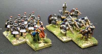 Rear Support archers for ADLG
Archers from Donnington's [url=https://shop.ancient-modern.co.uk/early-imperial-roman-231-c.asp]Imperial Roman ranges[/url] based in pairs on 20x20 to act as rear support markers in ADLG
Keywords: LIR EIR EBYZANTINE