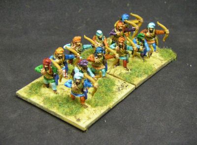 Xyston Persian Bowmen
Done in the main with contrast paints. These were plastic figures from the PSC Siocast era
