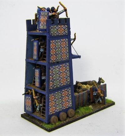 Cyrus' Mobile Tower
A Pendraken 10mm MDF Siege tower with Essex 15mm Crew, and "wallpaper" downloaded from the internet
