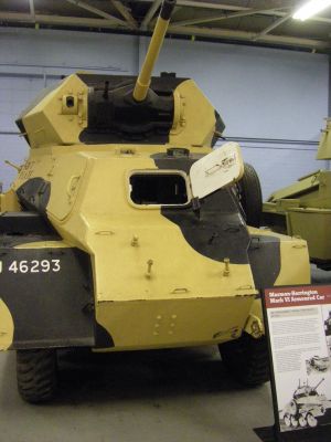 Marmon Herrington Mk VI
Powered by two Mercury V8 engines with a eight-wheel drive steered on the front and rear wheels. Two prototypes were built, one with a 2 pounder and other with a 6 pounder gun in an open-topped three-man turret with electric powered traverse and protected by 10 to 30 mm of sloped armour. Additional armament consisted of 2 or 3 machine guns. The two-pounder equipped version was sent to the UK for assessment, the transmission proved unreliable
