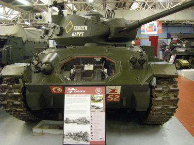 M24 Chaffee
The Light Tank M24 was an American light tank used during the later part of World War II and in postwar conflicts including the Korean War and, with the French, in the War in Algeria and the First Indochina War. In British service it was given the service name Chaffee, after the United States Army General Adna R. Chaffee, Jr., who helped develop the use of tanks in the United States armed forces.
