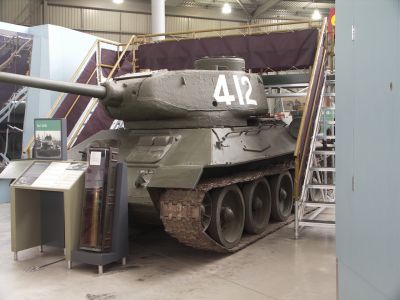 T34/85
An improved version of the T-34, with a turret ring enlarged from 1,425 mm (56 in) to 1,600 mm (63 in), allowing a larger turret to be fitted
