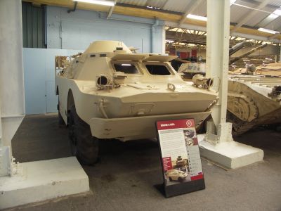 BRDM 2 
The BRDM-2 literally "Combat Reconnaissance/Patrol Vehicle" [4]) is an amphibious armoured patrol car used by Russia and the former Soviet Union. It was also known under designations BTR-40PB, BTR-40P-2 and GAZ 41-08. This vehicle, like many other Soviet designs, has been exported extensively and is in use in at least 38 countries.
