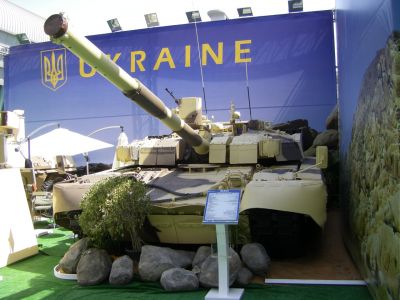 Ukrainain built MBT T84 OPLOT 
Photos of AFVs at the IDEX 2013 exhibition [url=http://en.wikipedia.org/wiki/T-84]T84 on Wikipedia[/url]
