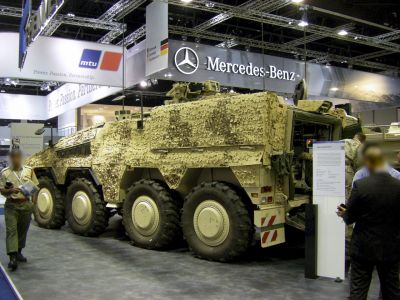 Boxter
Photos of AFVs at the IDEX 2013 exhibition  [url=http://www.army-technology.com/projects/mrav/]Boxer on Army Technology.com[/url]
